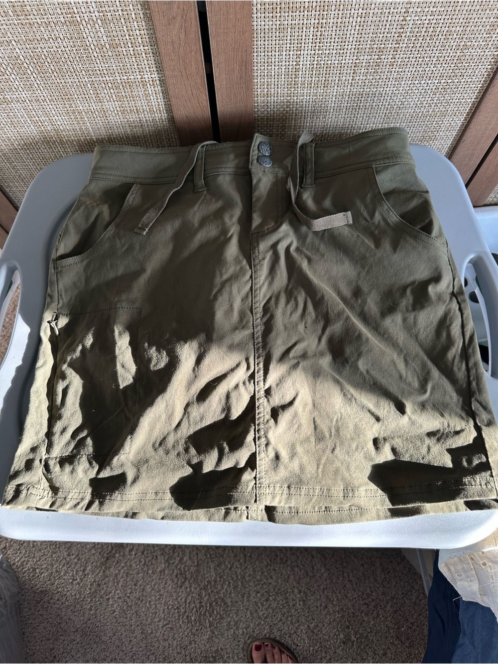 Prana Olive Green Waistband Detail Skirt